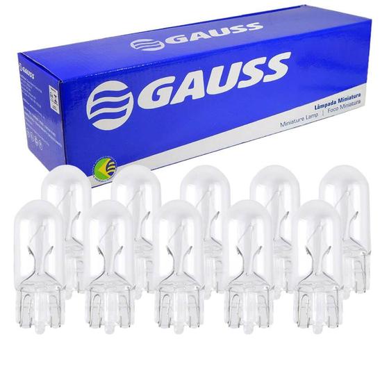 Imagem de 10 Lâmpada Gauss Esmagada Base Vidro W3w W2.1x9.5d 12v 3w