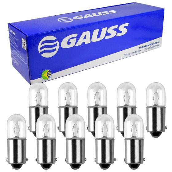 Imagem de 10 Lâmpada Gauss Miniatura Incolor TW4 12V BA9S 1 Polo GL0069