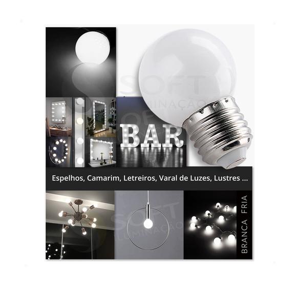 Imagem de 10 Lâmpadas LED Bolinha 1W 220V E27 Luz Branca Fria/6000K - Espelhos/Camarim/Lustres