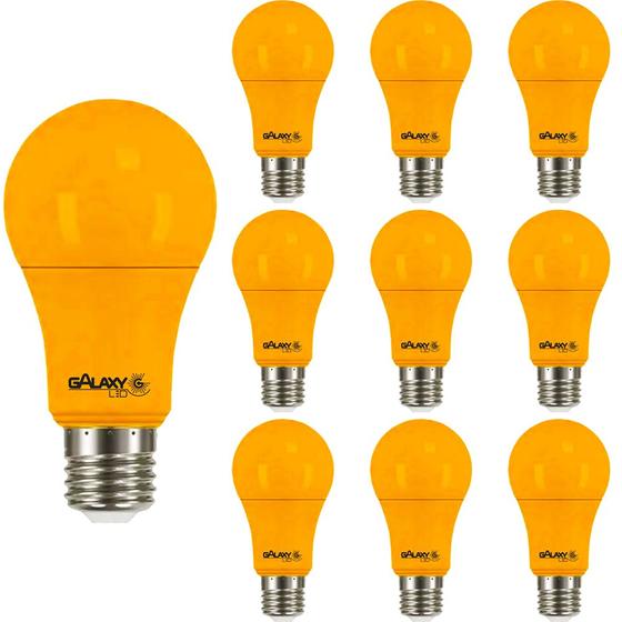 Imagem de 10 Lâmpadas Led Bulbo Anti-Insetos A60 Laranja 9W Bivolt