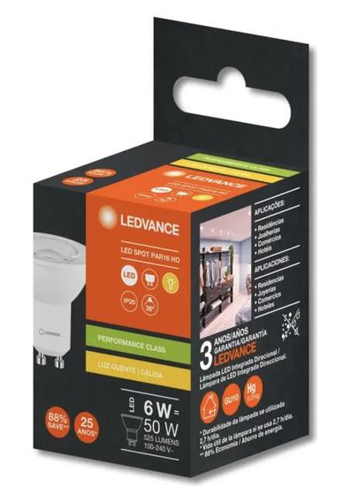 Imagem de 10 lampadas led par16 ho 6w 3000k 525lm biv gu10-ledvance