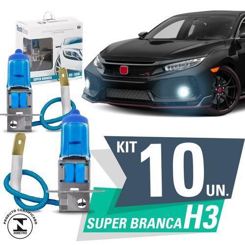 Imagem de 10 Lâmpadas Super Branca Tipo Xenon 8500K H3 55W Garantia