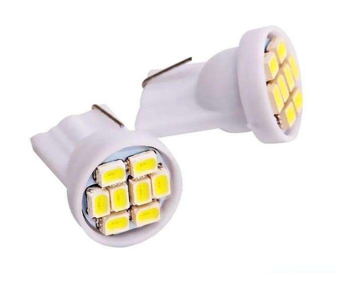 Imagem de 10 Lâmpadas T10 8 Leds Branca Pingo Luz W5W 1026 Automoti