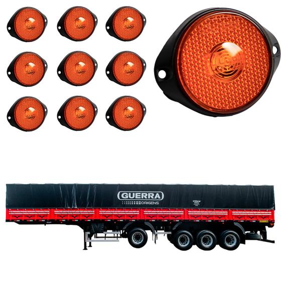 Imagem de 10 Lanterna Frontal Guerra LED Âmbar 65mm c/ Sup. - Conect.