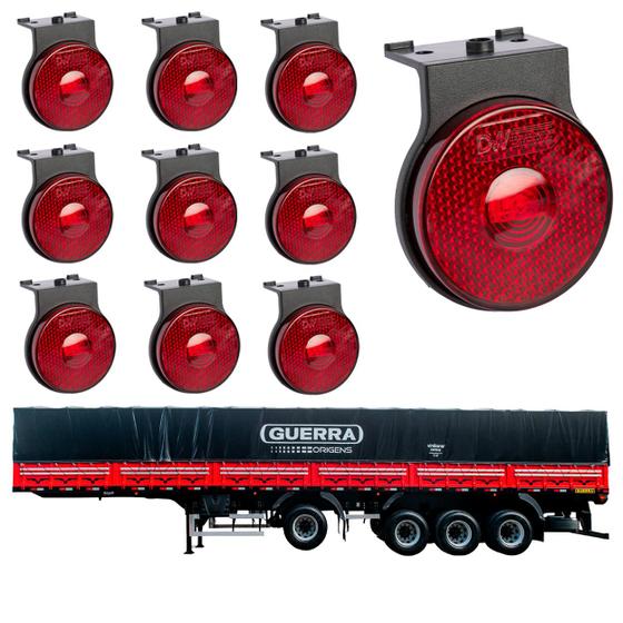 Imagem de 10 Lanterna Lateral Guerra LED Rubi 65mm c/ Suporte - Fio