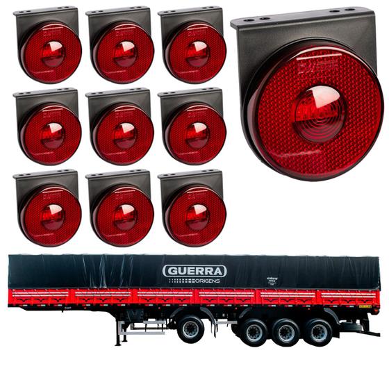Imagem de 10 Lanterna Lateral Guerra LED Rubi 85mm c/ Sup. - Conect.