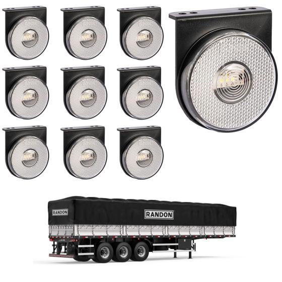 Imagem de 10 Lanterna Lateral Randon LED Cristal 85mm c/ Suporte - Fio
