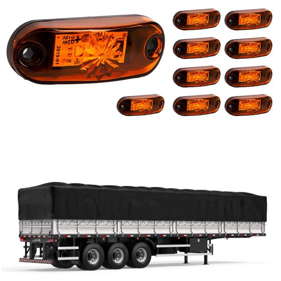 Imagem de 10 Lanternas Delimitadoras LED Carreta Lateral Âmbar