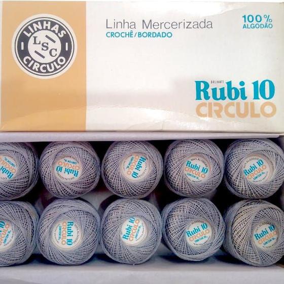 Imagem de 10 Linhas Mercerizadas Rubi 10 para Crochê/ Bordado Cinza