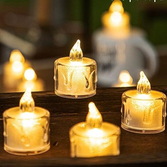 Imagem de 10 Luminária Vela De Led de Acrílico Luz Eletrônica 5cm Decorativa Para Festa Casamento