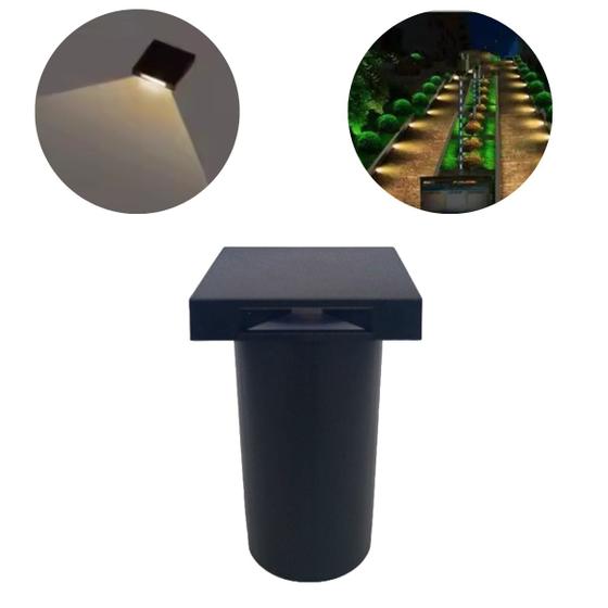 Imagem de 10 Luminárias Balizadores Quadrados Em PVC Led 1 Facho De Luz De 3W Branco Quente De Embutir Em Piso Solo Jardim Parede