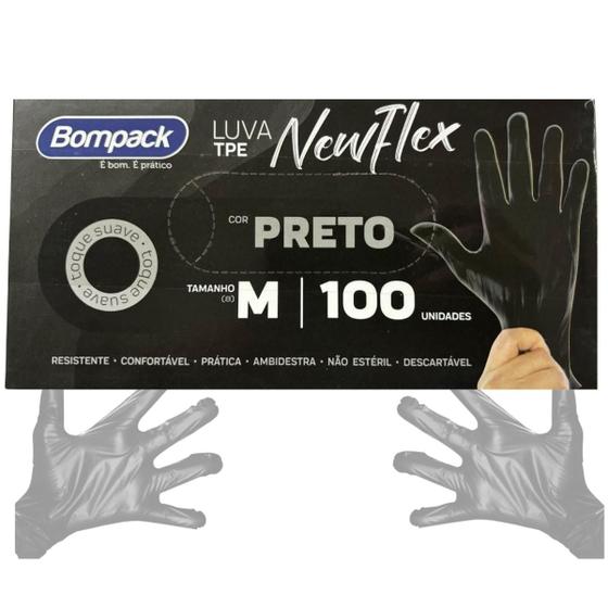 Imagem de 10 Luva Resistente Confortavel Ambidestra C100u Preta M