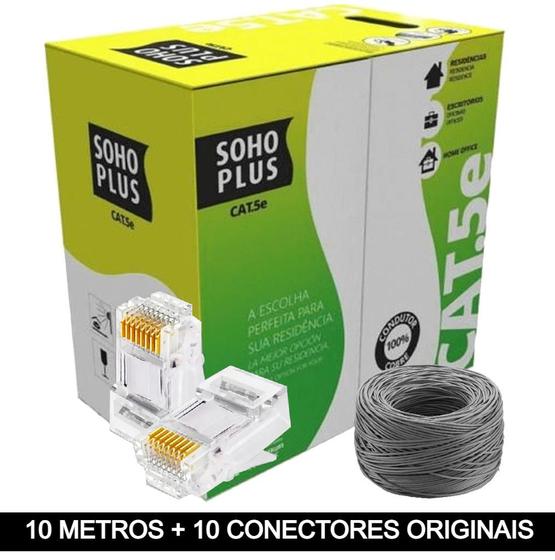 Imagem de 10 Metros de Cabo+10 Conector RJ45 Cat5e Furukawa Sohoplus