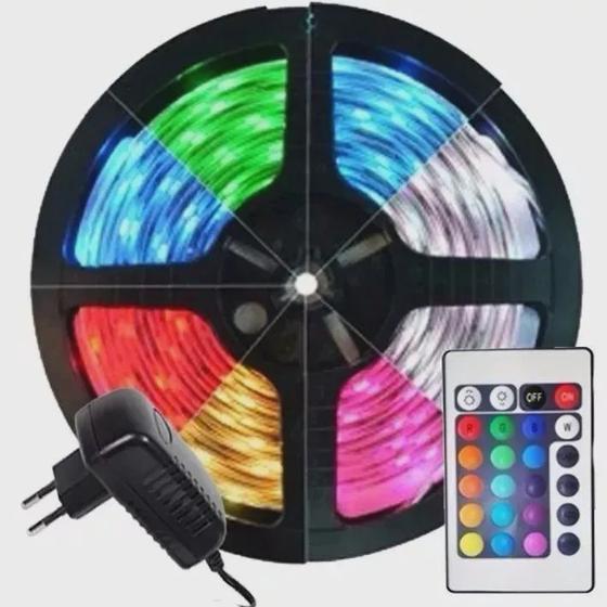 Imagem de 10 Metros Fita Led 5050 Rgb Rolo 600led Ip65 Controle Remoto+ Fonte Bivolt