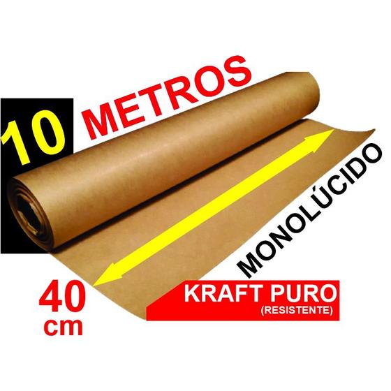 Imagem de 10 Metros Papel Pardo Kraft Puro Resistente C/ 40 Cm Largura.