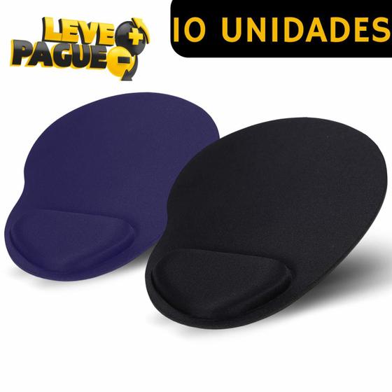Imagem de 10 Mouse Pad Ergonomico Com Apoio Punho Confort Home Office Cor Preto