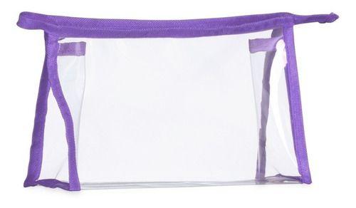 Imagem de 10 Necessaires Transparente Pequena Para Viagem Ou Maquiagem - Roxo