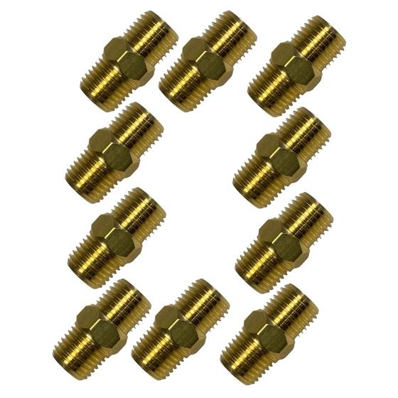 Imagem de 10 Niple Latão Duplo Adaptador Conexão Metal 1/4 X 1/4 Npt