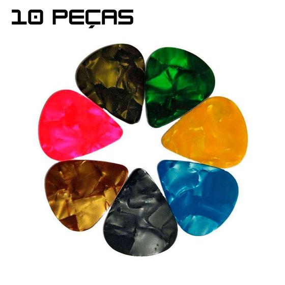 Imagem de 10 Palhetas De Violão Guitarra Paleta Celuloide Para Violao Baixo