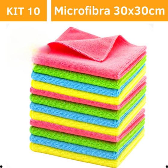 Imagem de 10 Pano Mágico Microfibra Flanela Seco Anti-risco 30x30cm