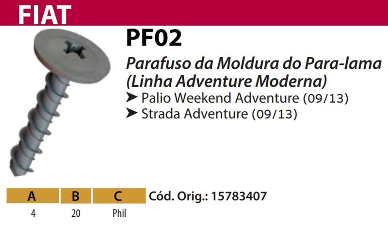10 Parafuso da Moldura do Para-lama - Fiat Palio Weekend Adventure ...