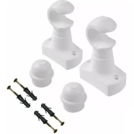 Imagem de 10 Pares Kit Suporte P/ Varão De Cortina 28mm Branco Reibraz