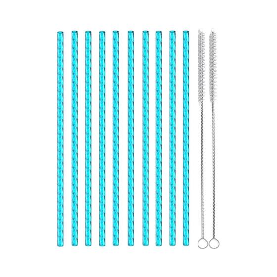 Imagem de 10 PCS Canudos Reutilizáveis de Plástico Swirl 12 Polegadas Serve Para Copo Stanley De 40oz Com 2