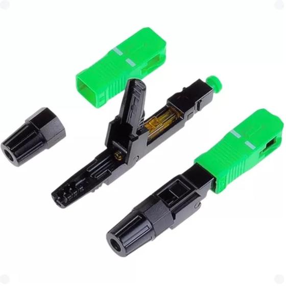 Imagem de 10 Pçs Conector Fibra Optica Sc/Apc Fast Rápido Ftth Verde