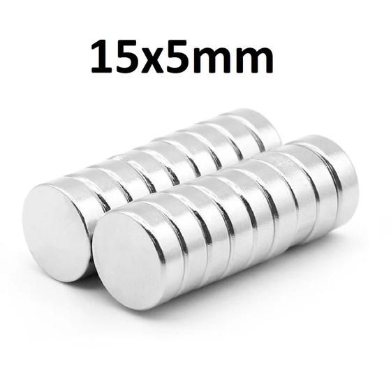 Imagem de 10 Peças Imã Neodímio 15x5 15mm X 5mm Redondo Pastilha