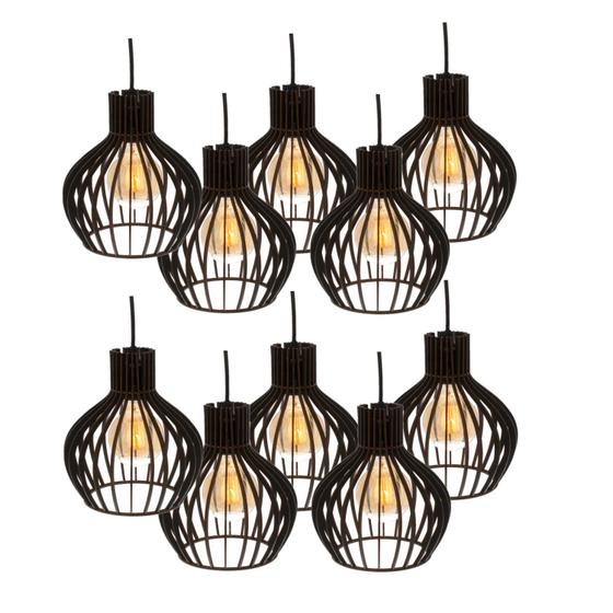 Imagem de 10 Pendente Teto Sala Decoração Lustre Vegas Preto Luxo