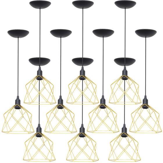 Imagem de 10 Pendentes Aramado Cálice Luminária Lustre Teto Retrô Vintage Industrial Balcão Agp Ilumini