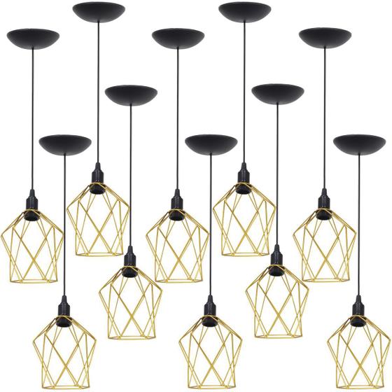 Imagem de 10 Pendentes Aramado Cálice P Luminária Lustre Teto Retrô Vintage Industrial Balcão Agp Ilumini