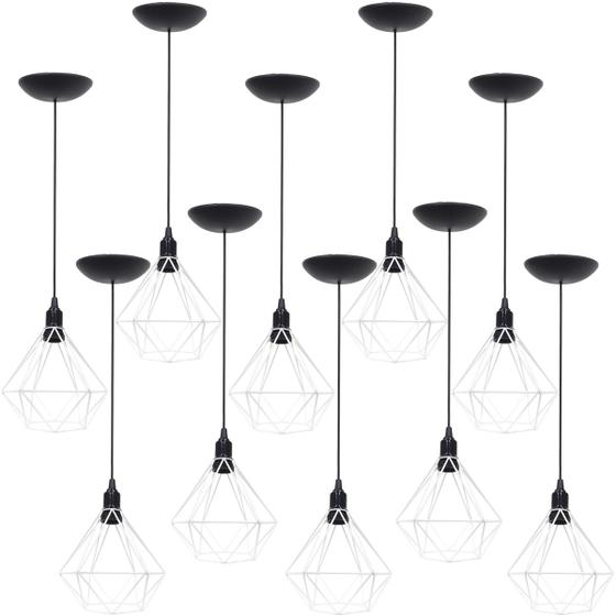 Imagem de 10 Pendentes Aramado Diamante Luminária Lustre P Teto Retrô Vintage Industrial Balcão Agp Ilumini