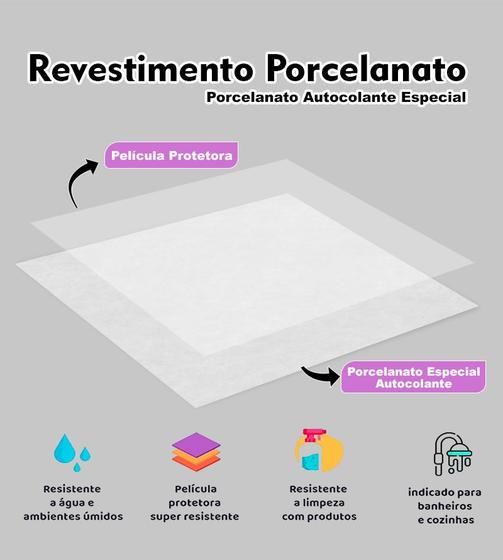 Imagem de 10 Pisos Porcelanato Vinílico Adesivo Chão Autocolante Lavável Cimento
