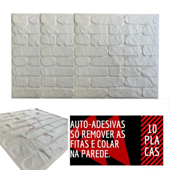 Imagem de 10 Placas 3d Pvc Adesiva Tijolinho Branco 0.5mm A Melhor