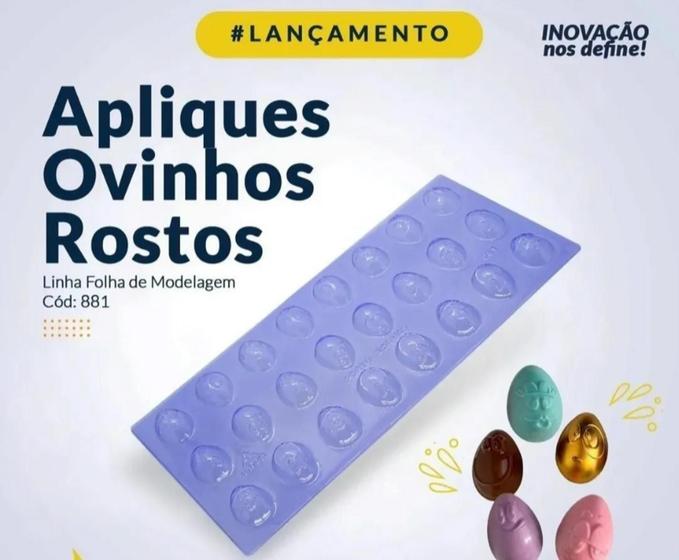 Imagem de 10 Placas Chocolate Apliques Ovinhos Rostos Porto Formas 881