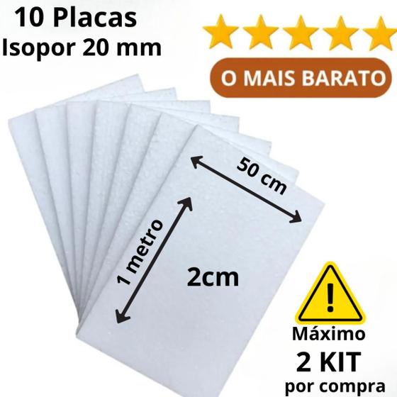 Imagem de 10 Placas de Isopor 20mm 100cm x 50cm x 2cm Forro Laje Teto