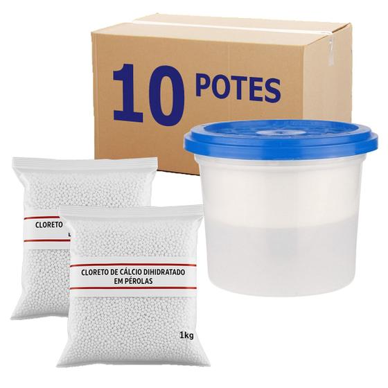 Imagem de 10 Pote Anti Mofo Com Cloreto De Cálcio Pérolas 2kg
