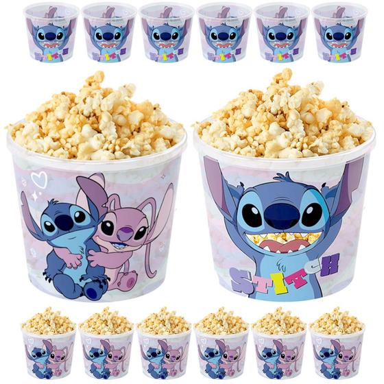 Imagem de 10 Potes de Pipoca 2L Lilo Stitch Festa Infantil Decoração