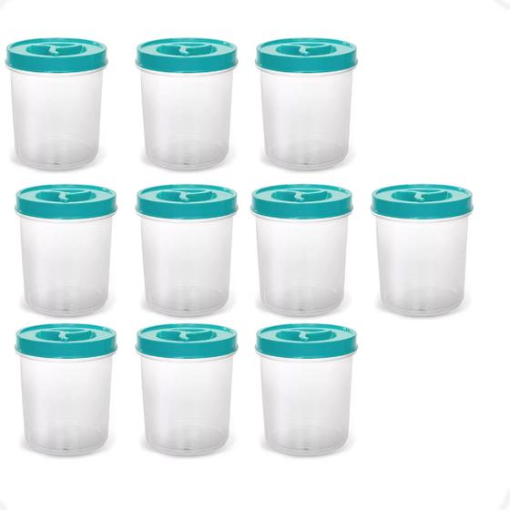 Imagem de 10 Potes Mantimentos Redondo C/ Tampa Rosca Avulso Transp 1L