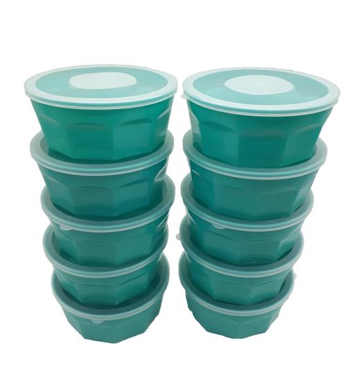 Imagem de 10 Potes Oitavados Com Tampa Marmita Sobremesa 700 Ml Verde