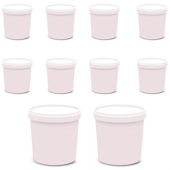 Imagem de 10 Potes Para Alimentos 500 Ml Branco Com Tampa Pp 11X9,5 Cm