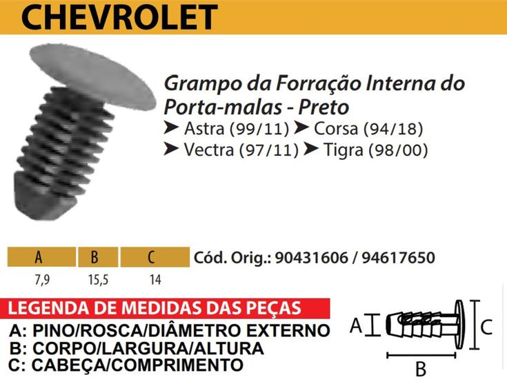 Imagem de 10 Presilha Grampo da Forração Interna do Porta-Malas - Chevrolet Astra Tigra Corsa Vectra - P411