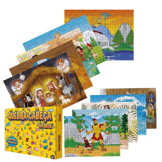 Imagem de 10 Puzzles Temáticos Bíblicos - 60 Peças por Quebra-Cabeça com Embalagem Exclusiva