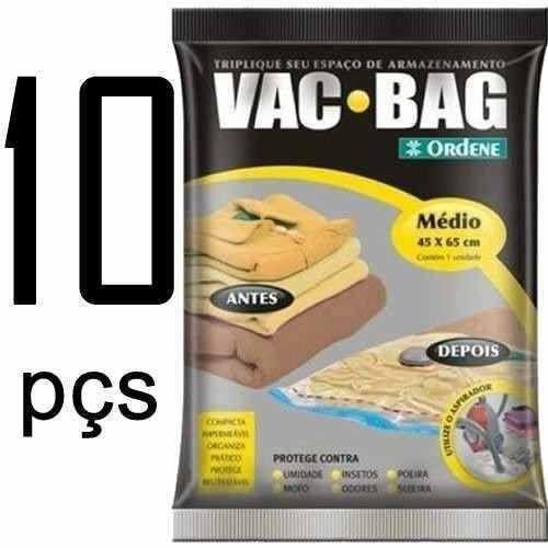 Imagem de 10 Saco A Vácuo Médio Organizador Roupa Vac Bag 45x65 Ordene