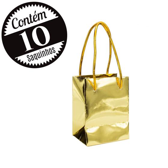 Imagem de 10 Sacolas de Papel Metálico 07x10x05