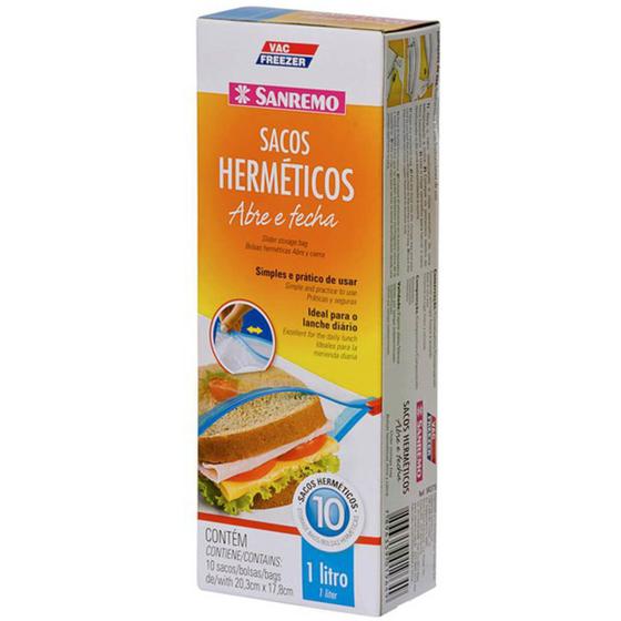 10 Sacos Herméticos Plásticos Para Alimentos Abre Fecha 1L Sanremo Menor preço em 10 Sacos Herméticos Plásticos Para Alimentos Abre Fecha 1L Sanremo