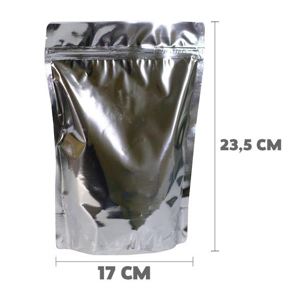 Imagem de 10 Saquinhos Abre e Fecha Fecho Zip Stand Up Pouch 17x23,5 cm Metalizado