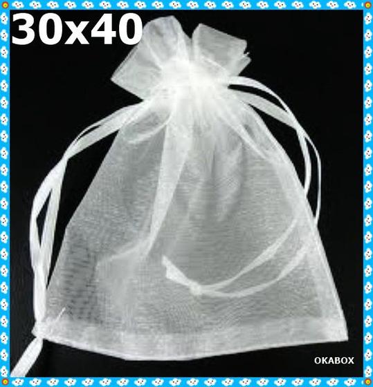 Imagem de 10 saquinhos de organza 30x40  Branco