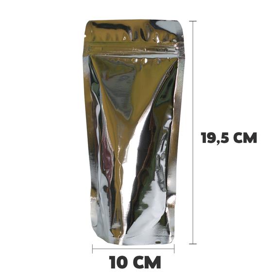 Imagem de 10 Saquinhos Fecho Zip Stand Up Pouch 10x19,5 Cm Metalizado